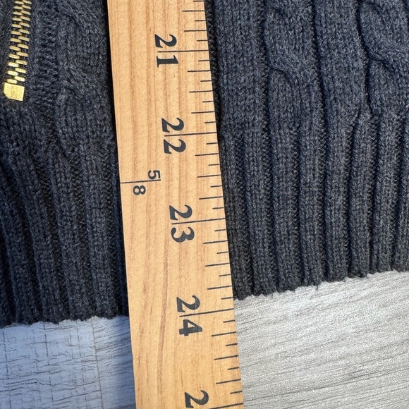 Lauren Ralph Lauren Womens Large Gray Cable Knit Zip Up Sweater Mock Neck Preppy - Picture 7 of 7